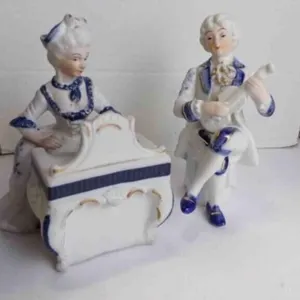 Vintage Porcelain Musical 3-Piece Salon Figurines