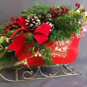 Vintage Christmas Sleigh Tabletop Centerpiece