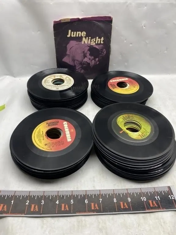 Vintage 45 RPM Record Collection with June Night