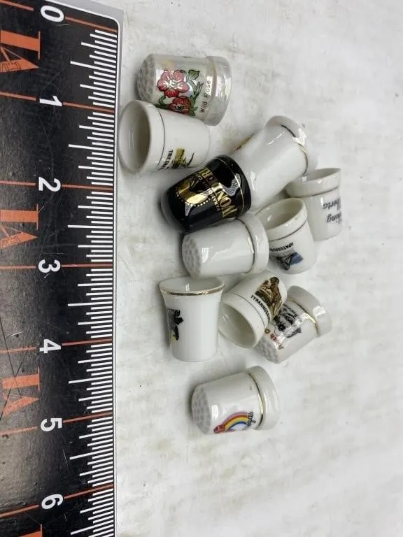 Lot of Porcelain Souvenir Thimbles, Dinosaurs &