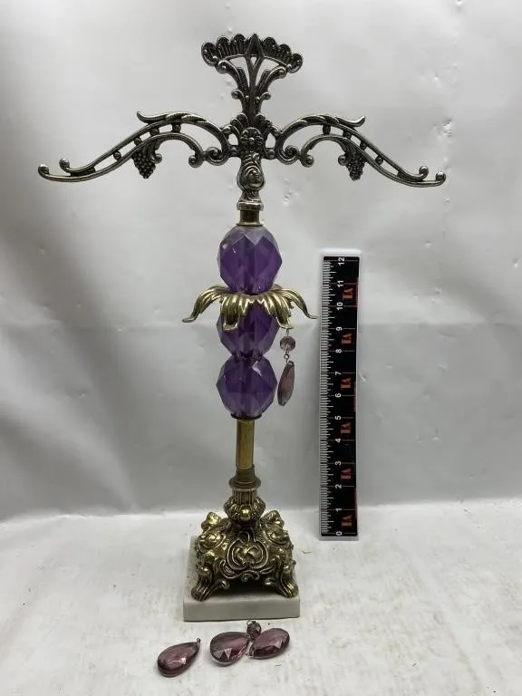 Ornate Weigh Scale Stand with Purple Beads