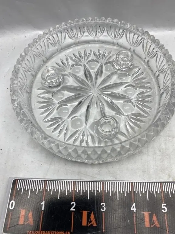 Pressed Glass Round Candle Plate