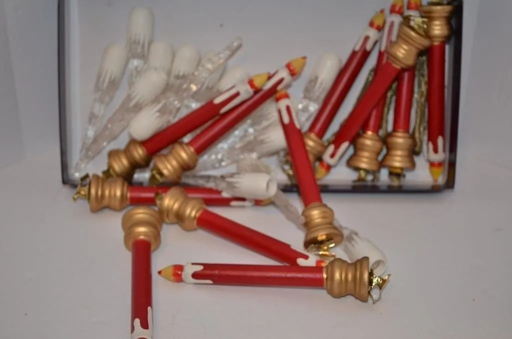 Vintage clip-on Christmas tree candle ornaments