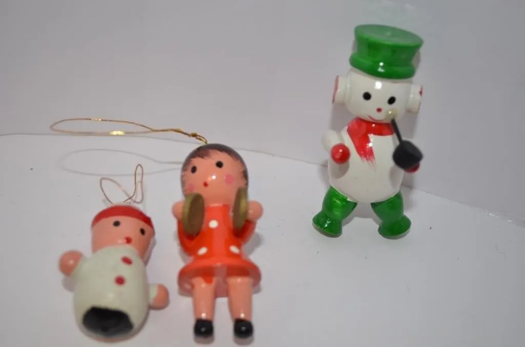 Miniature hand-painted wooden Christmas ornaments