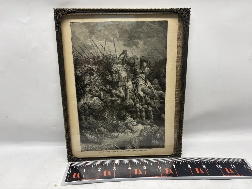 Framed Gustave Doré Engraving: Coeur de Lion at