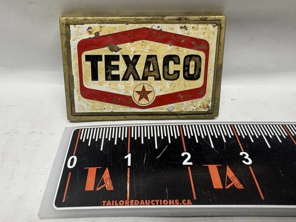 Vintage Texaco Solid Brass Belt Buckle - Waisted