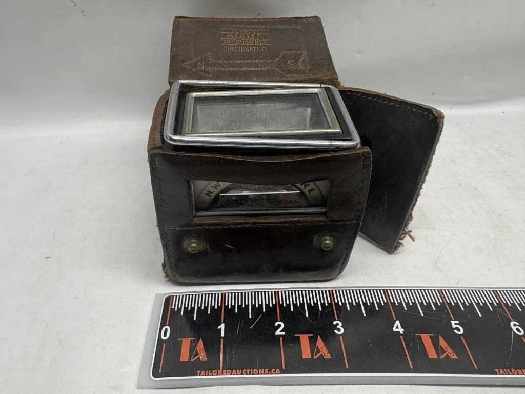 Aqua Survey & Instrument Co. leather-cased compass
