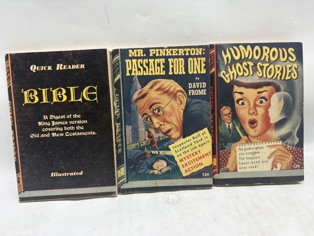 Vintage Quick Reader Books: Bible, Pinkerton,