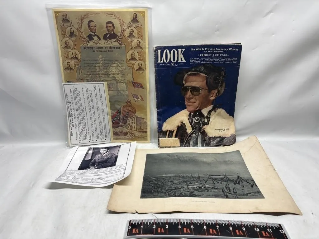 Confederate Certificate, 1943 LOOK Magazine &
