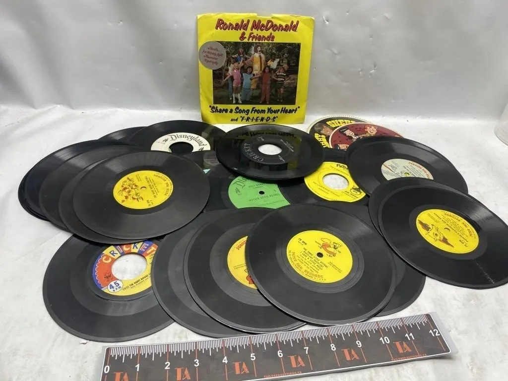 Vintage 45 RPM Children's Records & Sleeve Lot