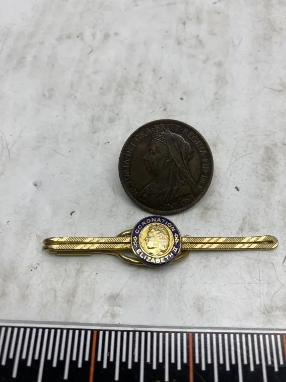 Victoria Coin & Elizabeth II Coronation Tie Clip