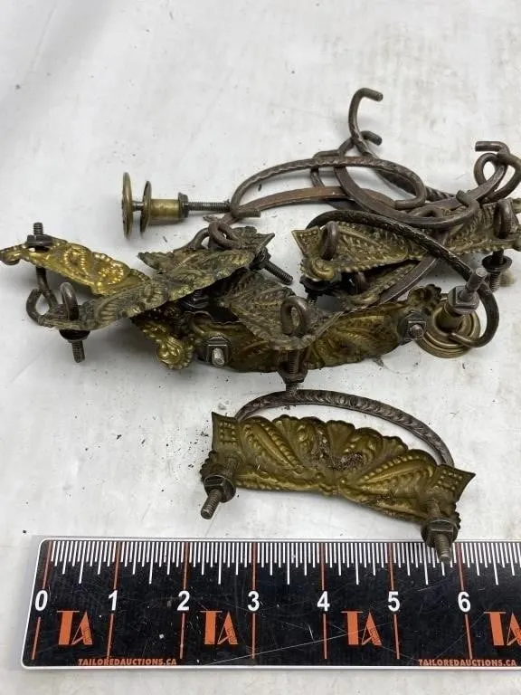 Antique Brass Drawer Pulls & Hardware Lot