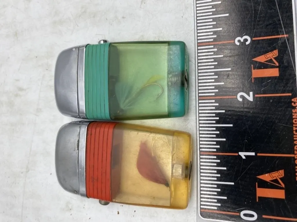 Vintage Lucite Fishing Lure Lighters, Set of 2
