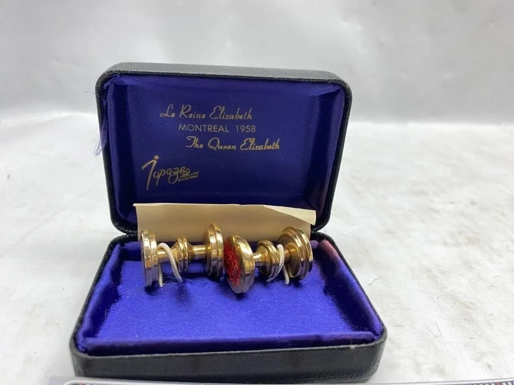 1958 Royal Visit Queen Elizabeth Cufflinks Set