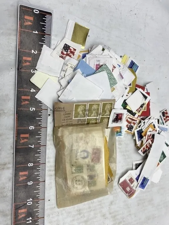 Vintage postage stamp collection & envelopes