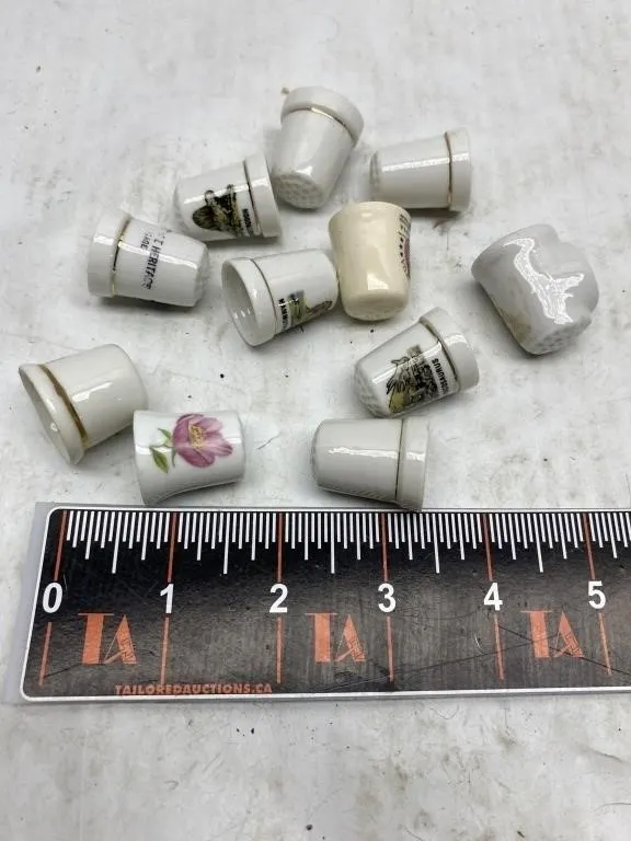 Porcelain souvenir thimbles, lot of 10