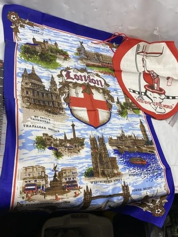 Vintage London Souvenir Tea Towel & Novelty Fan