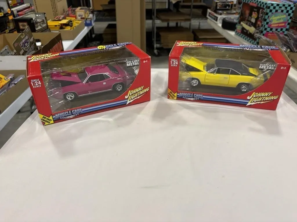 (2) Johnny Lightning Cuda/Charger Die-Cast Cars