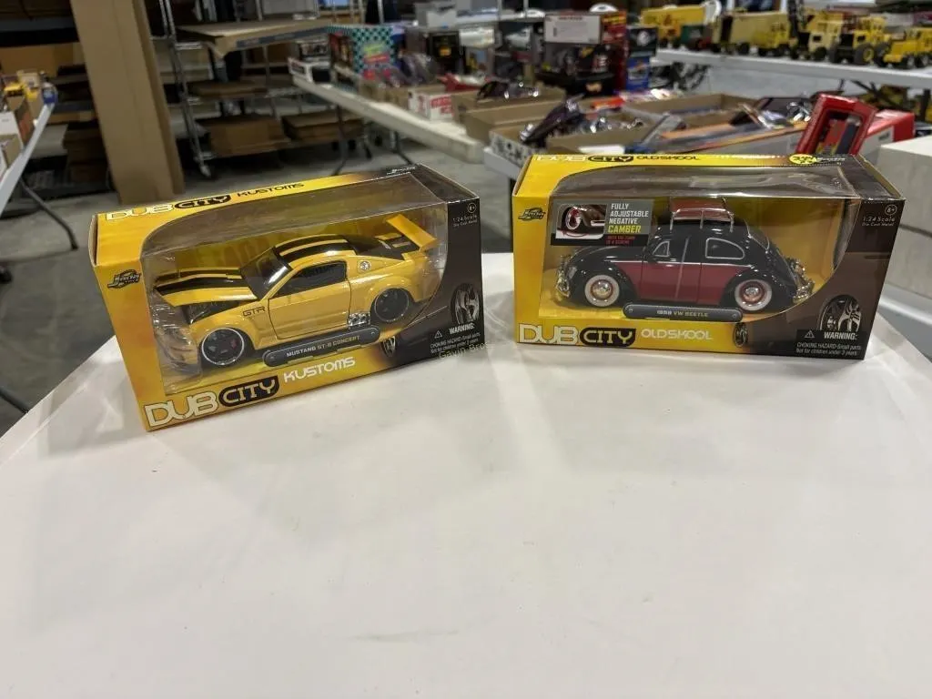 (2) Dub City Mustang & VW Beetle Die-Cast Cars