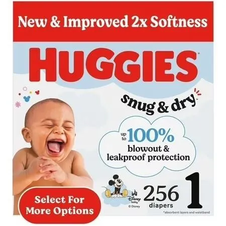 New $76 Huggies Snug & Dry Diapers Size 1 256 ct
