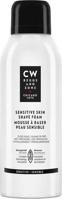 New CW Beggs Sensitive Shave Foam, Fragrance-Free