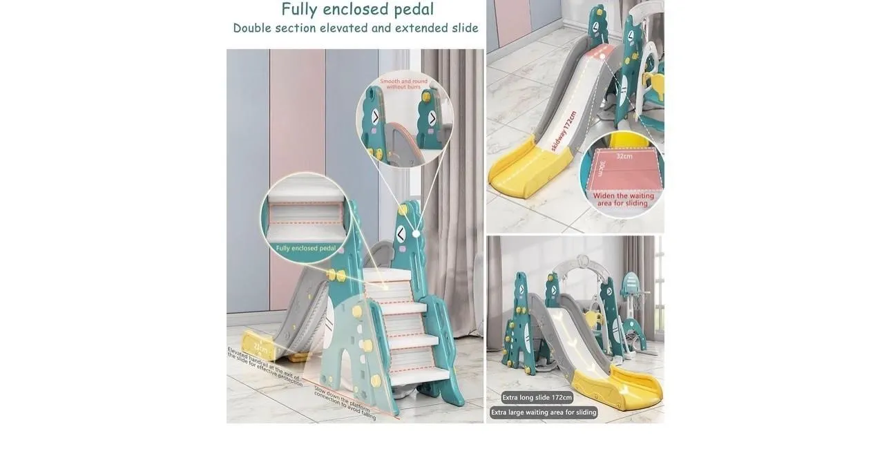 $280 EAQ 6-in-1 Slide and Swing Set