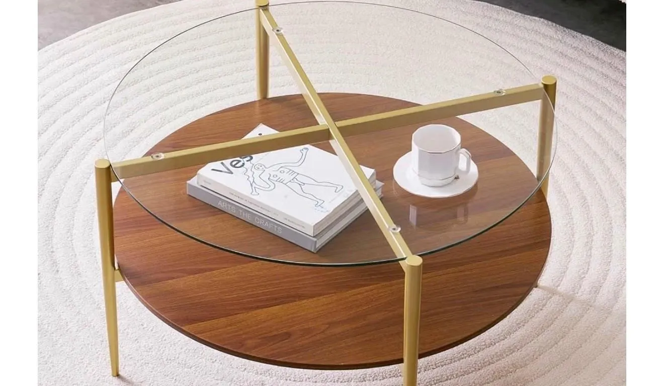 NEW $170 LumFurn Round Coffee Table, Mid-Century
