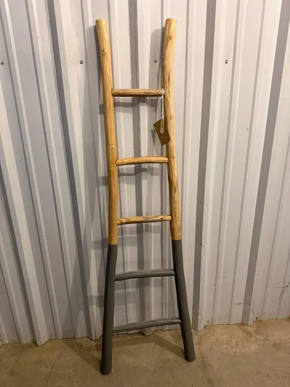 63� Solid Teak Wood Decorative Ladder