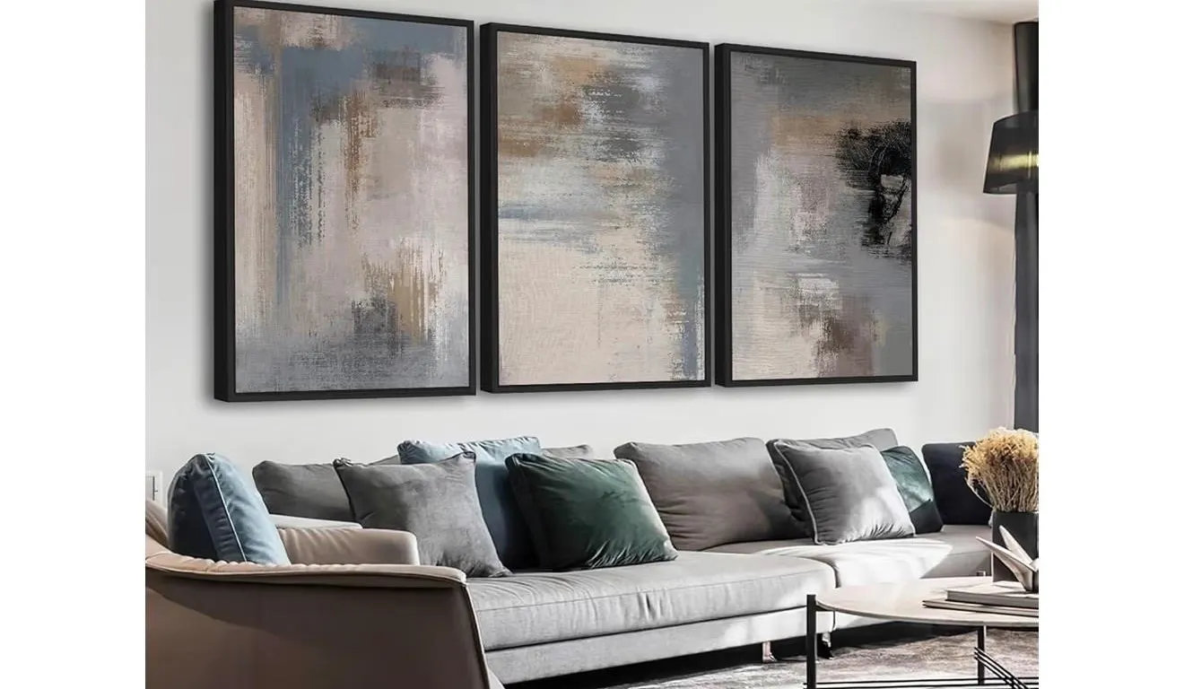 $170 Large Framed Canvas Wall Art Modern Grey