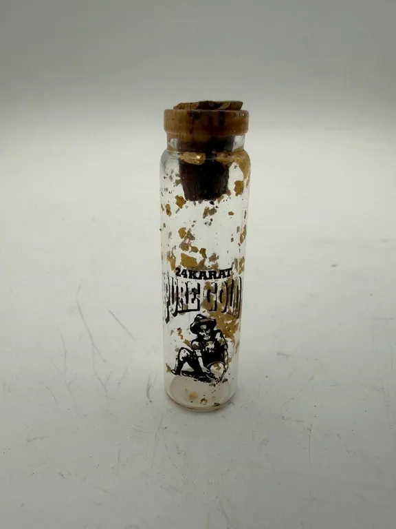 Vintage 24 Karat Pure Gold Flake Glass Vial