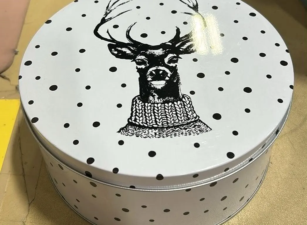 NEW 3 Pcs Reindeer Nesting Round Tin Bins