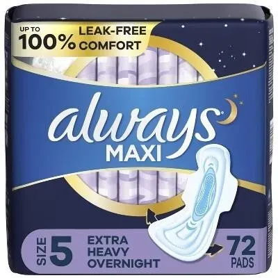 SEALED (72ct) Always Maxi Extra Heavy Overnight...