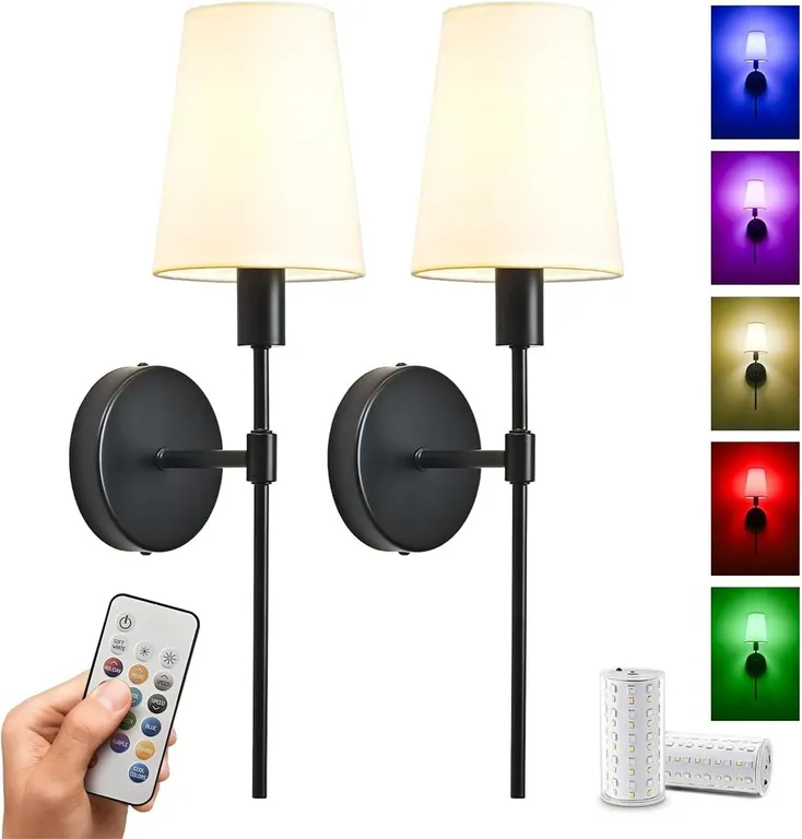 New $49 NEW Battery Operated Wall Sconce Set,...