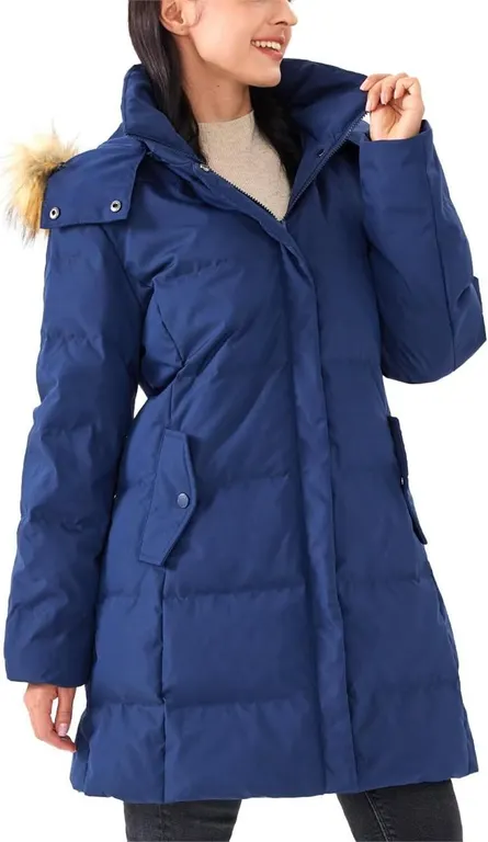 NEW $54 (S) Women Long Thick Puffer Jacket w/Hood