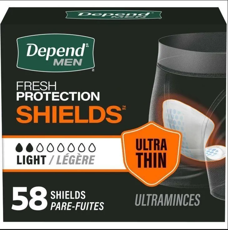 NEW 58PK Men's Depend Incontinence Shields