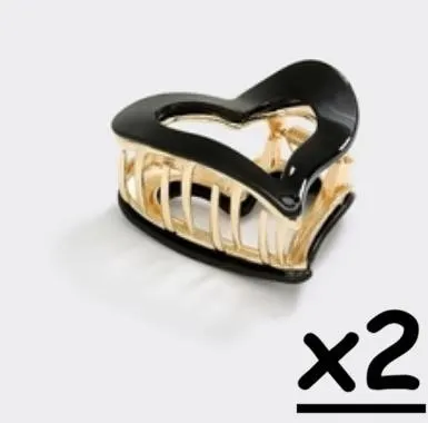 NEW 2PK Heart Claw Hair Clips