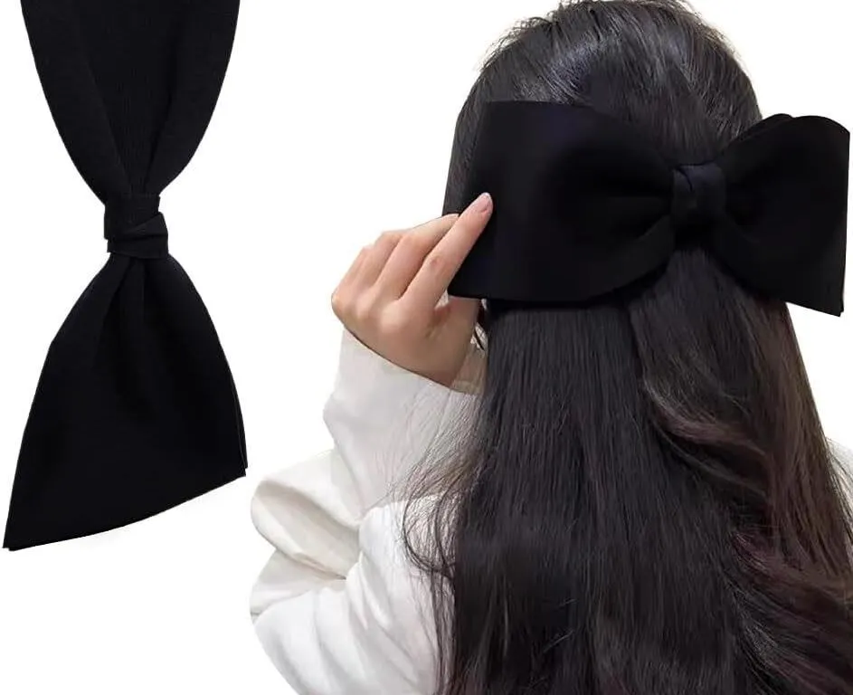 NEW Big Black Hair Bow for Women Clips Decoration