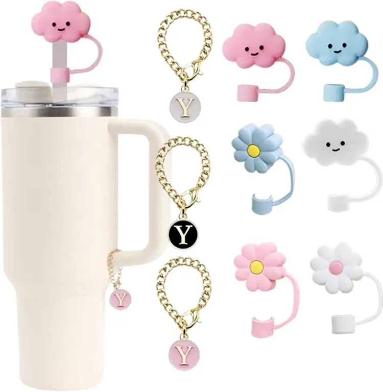 NEW 9PK- 6 Straw Covers for Stanley Cup & 3-Charms