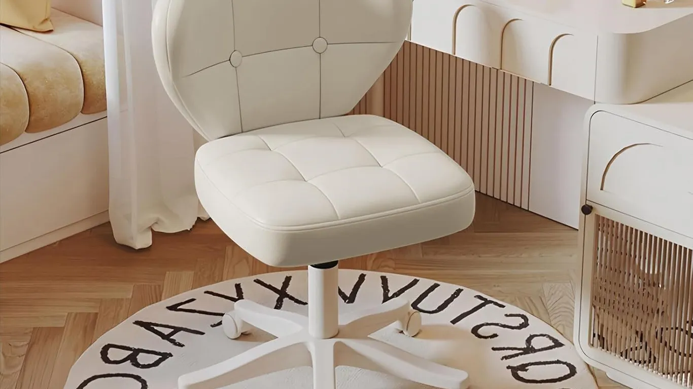 New $80 Vanity Chair with Back, White Adjustable