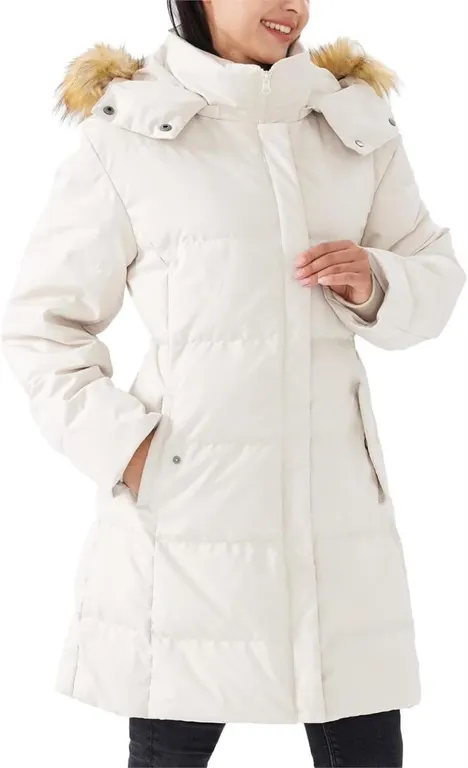 NEW $72 (2XL) Women Long Puffer Jacket w/Faux Fur