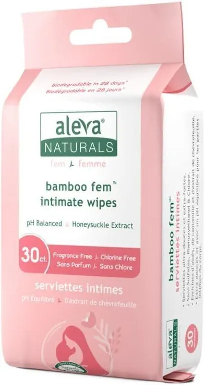 NEW 30PK Aleva Naturals Bamboo Fem Wipes