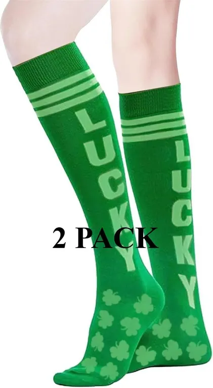 SEALED (OS) 2 Pairs "Lucky" 4-Leaf Clover Socks