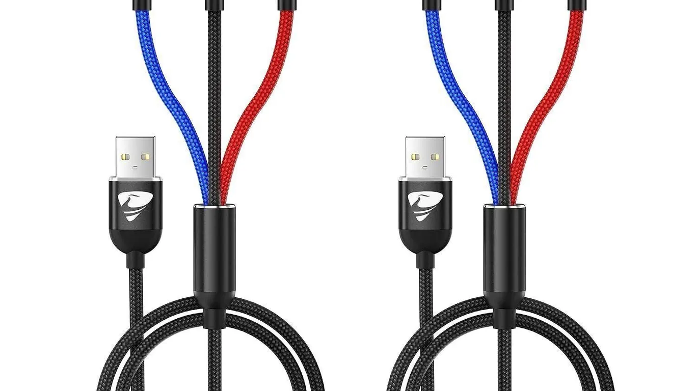 NEW 2PK 3-in-1 USB Charger Type C, Micro,Lightning