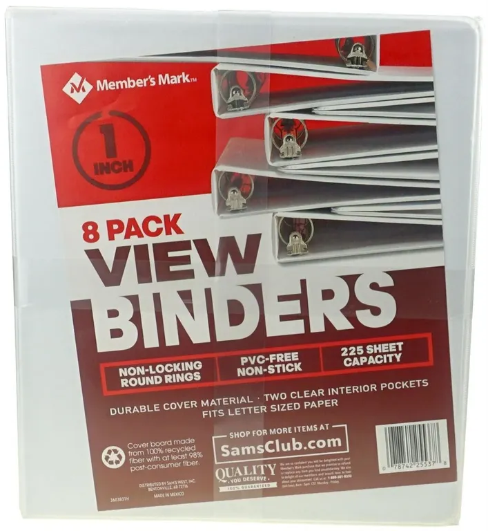 West 1-Inch View Binders 8 Pack