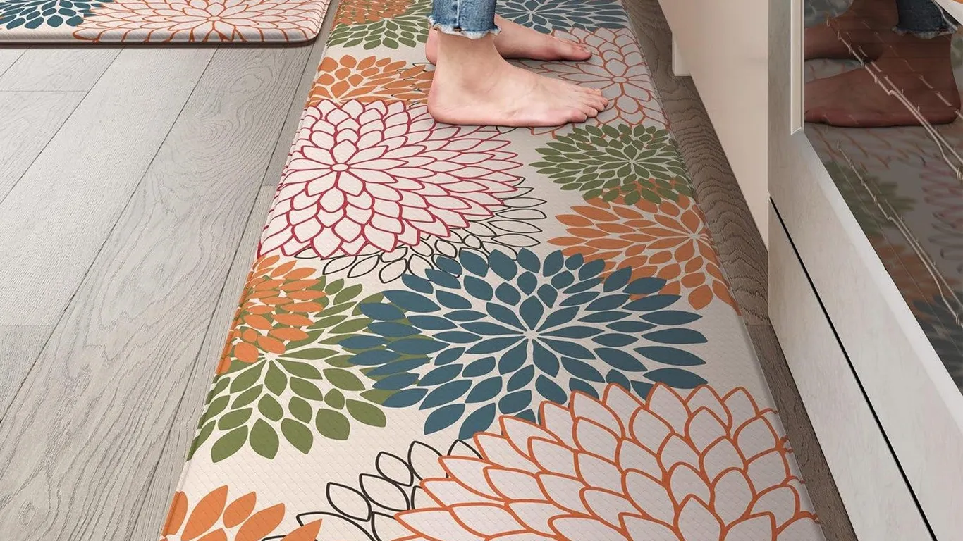 Collive Anti Fatigue Kitchen Mat 2pc Set Colorful