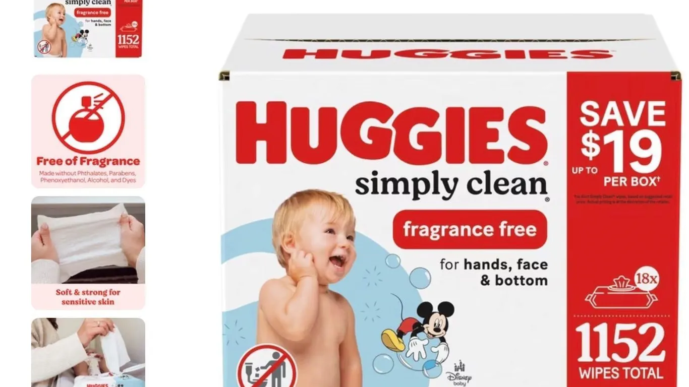 Huggies Simply Clean Unscented Baby Wipes 18pk