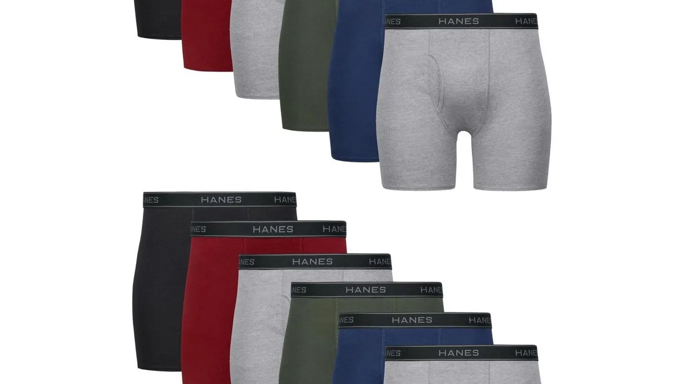 Hanes Mens 2XL Boxer Briefs 12-Pack Assorted