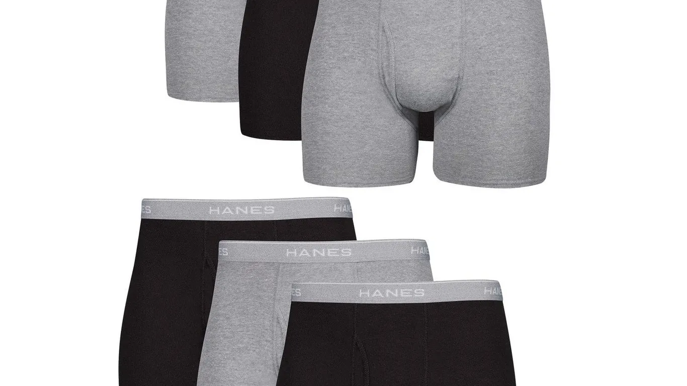 Hanes Large Boxer Briefs 6 Pack BlackGray
