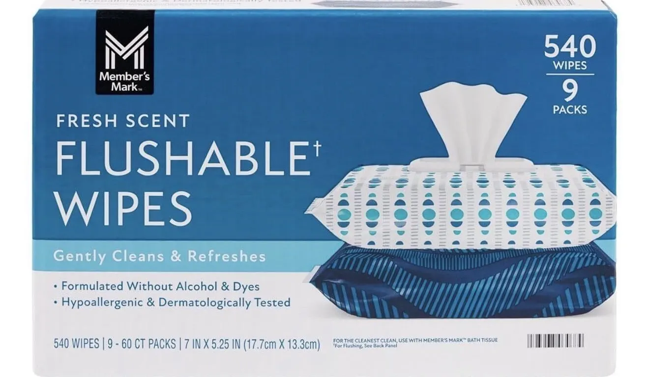 Flushable Wipes Fresh Scent 540 Count