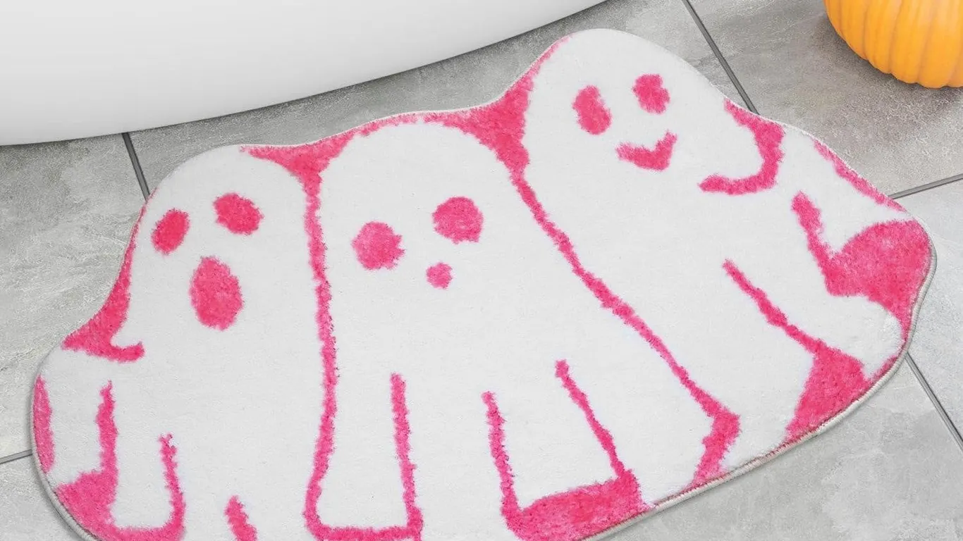Kawaiita Pink Ghost Bath Mat Non-Slip Bathroom Rug